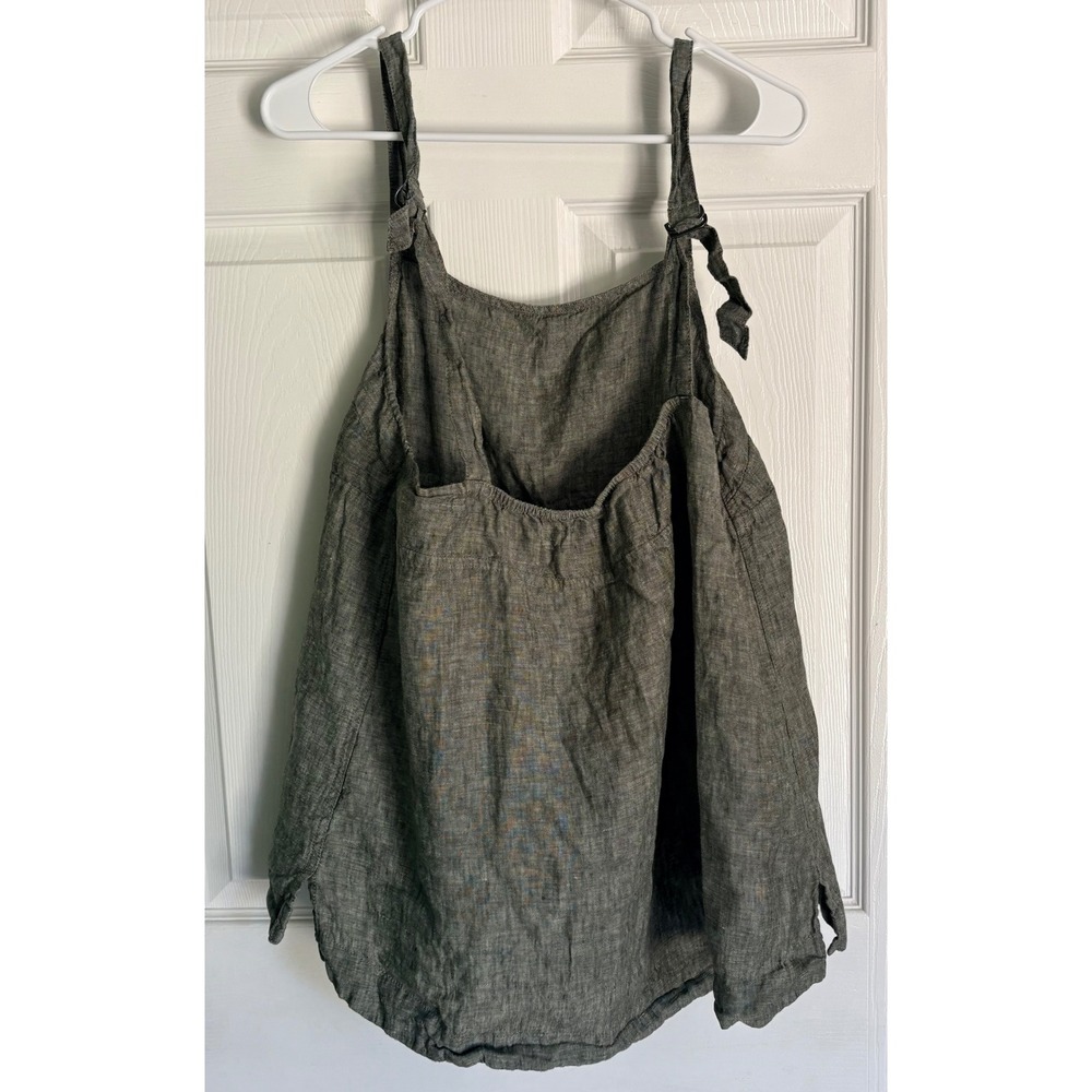 Athleta Voyager Tank XL Olive Green Linen Square Neck Sleeveless Top - Picture 2 of 6